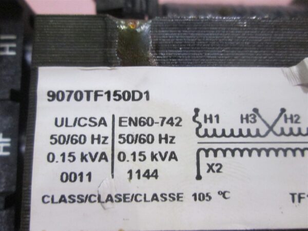 Transformer 9070TF150D1 with Square D Quick Connect Terminal - Image 2