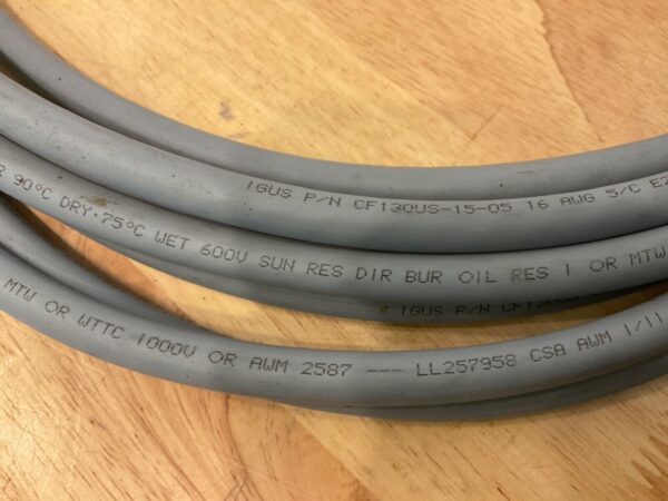 Igus Multi Conductor Cable Chainflex Series CF13OUS-15-5 16 AWG 25’ Gray - Image 5