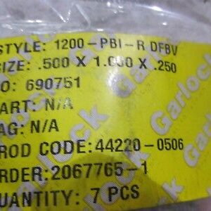 Garlock 1200-PBI-R DFBV .500 X 1.000 X .250 Precut Valve Packing Pack of 7