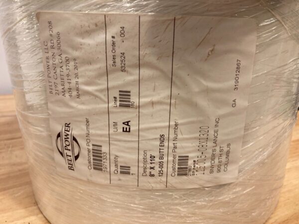 8”W x 110’L White Conveyor Belt Power 125005 Butt Ends F-5EQWT - Image 6