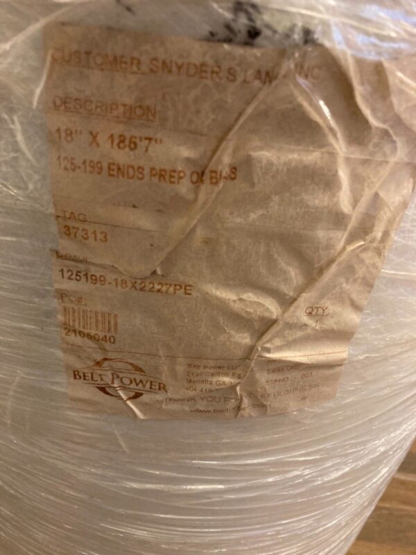 18”W x 185’7”L White Conveyor Belt Power 125199 FMB-5EQ Prep - Image 5