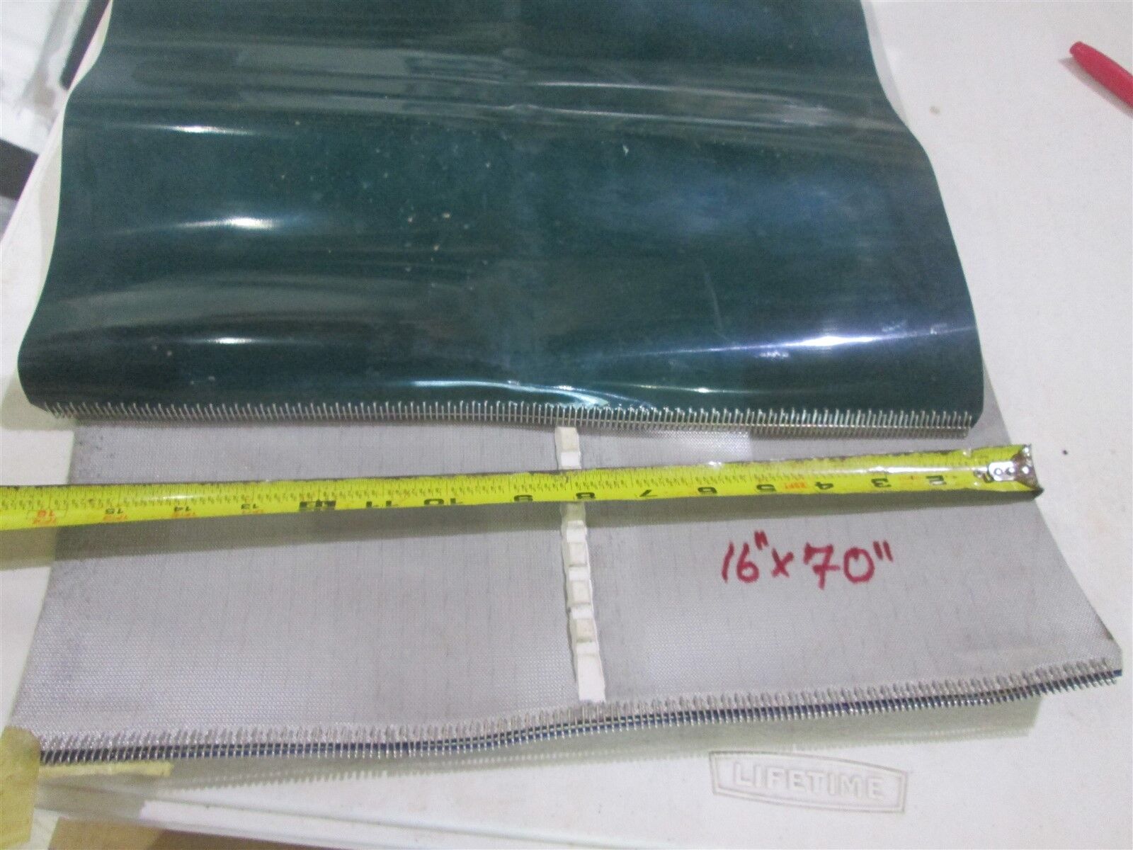 Rubber Top Conveyor Belt w/ center guide and fasteners 16" wide 70" long 2 ply