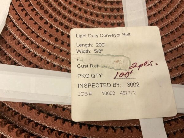 200’+ Brown Nitrile Rough Top Conveyor Belt 3 Ply 5/8” Wide for AC HORN COLLATOR - Image 2