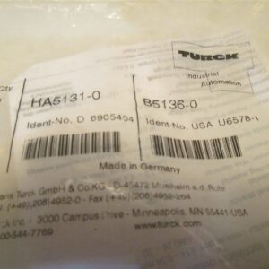  Turck HA5131-0 ID# 6905404 B5136-0 ID# USA U6578-1 Connector