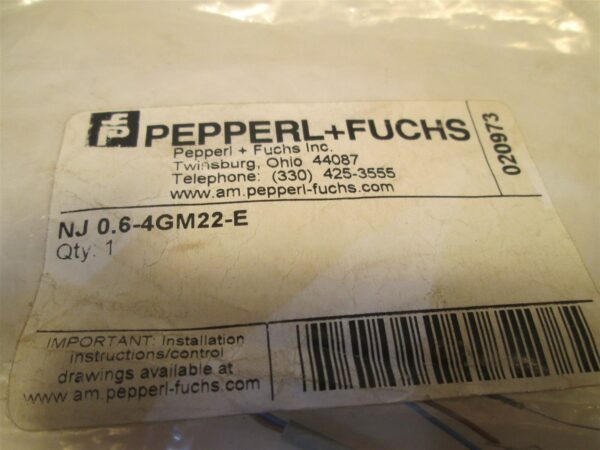  Pepperl Fuchs Proximity Sensor NJ 0.6-4GM22-E Side of Label Marked 020973 - Image 2