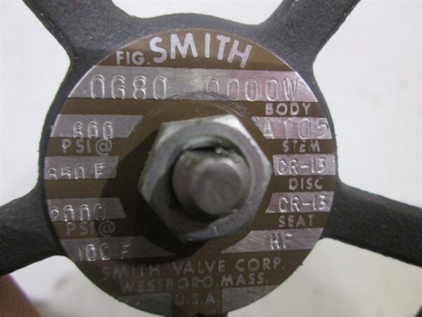 1/2" Weld Smith 0G80 0000W A105 Wedge Gate Valve 800 PSI @850F 2000 PSI @100F - Image 2