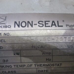 Nikkiso Non-Seal Pump HX101-5.5C-267SP 460V 3600 RPM 5.5kW Canned Motor