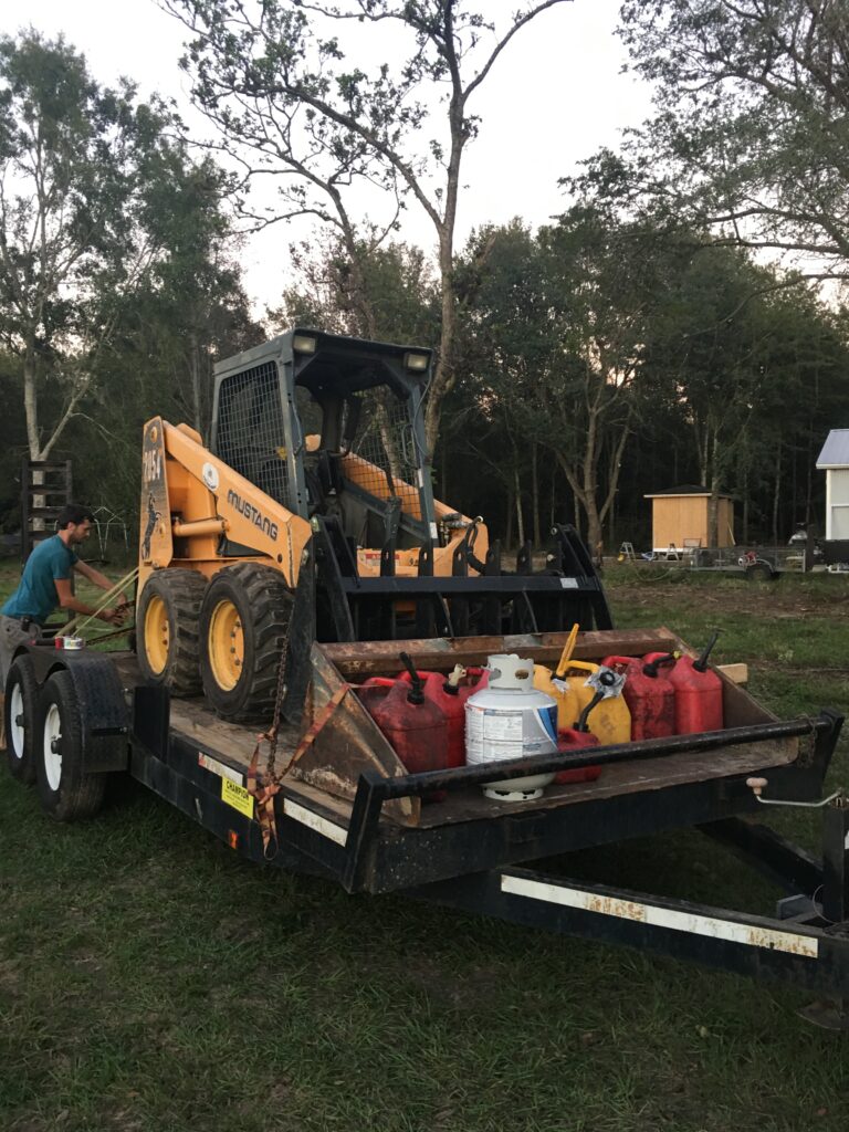 Edwin strapping down trailer for Hurricane Michael Relief