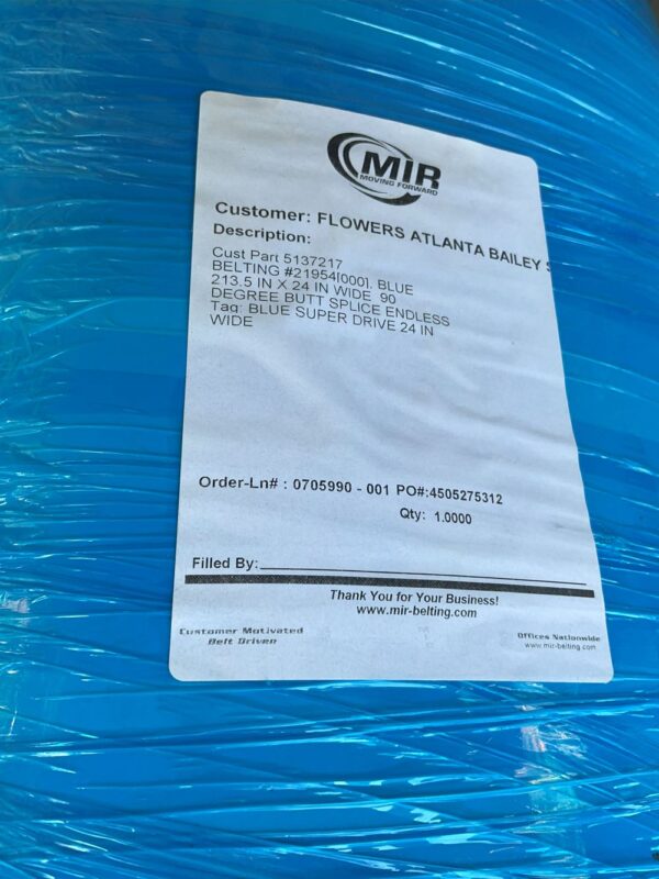 Volta FMB3SDMD Metal Detectable SuperDrive Smooth Surface Conveyor Belt 24 inch Endless MIR label